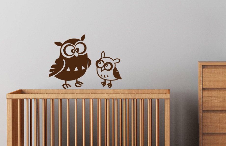 Wall Decal 2 cute Owls removable matte vinyl Decal FREE US