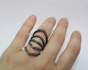 Vintage 925 sterling silver diamonds ring