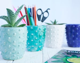 Pen Holder - Succulent Planter - Ceramic Pot - Pencil Holder - Modern Desk Organizer - Office Organizer - Ceramic Pencil Cup |