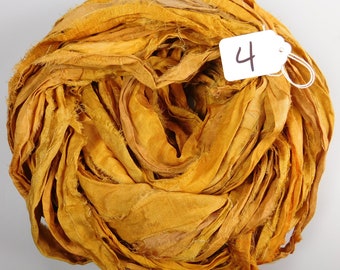 Silk Sari Ribbon, recycled sari ribbon, Sari Silk Ribbon, rug making supply, gold sari ribbon, weaving supply, knitting supply