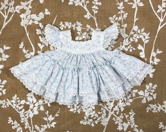 3-6 Vintage Flutter Sleeve Lace Tiered Twirl Dress Floral Roses
