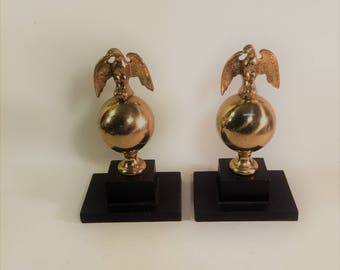 Set of 2 Vintage Solid Brass Eagle Book Ends
