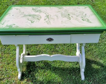 Vintage Enamel Trestle Table