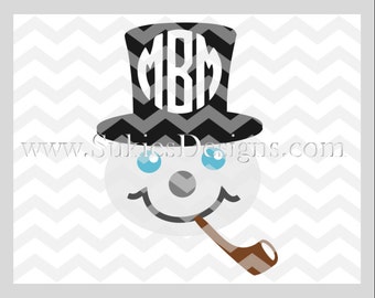 Snowman Monogram SVG, DXF, PNG Files for Cricut and Silhouette cutting machines Christmas monogram svg files, Snowman svg, Monogram svg