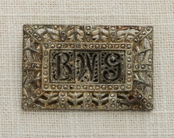 BWG Monogram Art Deco Brooch Vintage Initials B W G Silver Broach Costume Jewelry Pin 6Y