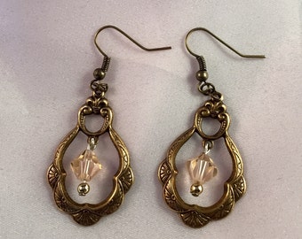 Steampunk Victorian, Vintage look, crystal earrings