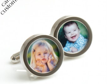 Custom Photograph Cufflinks of Your Children - Gift for Father and Grandfather