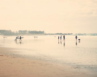 Beach photography, people photography, surfers print, beach decor, ocean print, dreamy beach print, coastal decor, home decor, wall decor