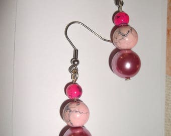 earring 3 pink beads