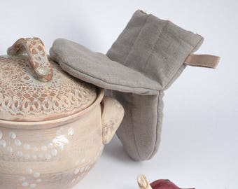 Natural grey linen Oven Mitt 1 piece Pot Holder Potholder Kitchen GloveLinen potholders Burlap potholders Rustic potholders Oven Mitts 1 pc