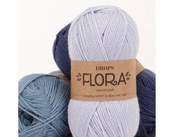 Yarn for knitting - Wool yarn - Yarn for blanket - Alpaca yarn - DROPS FLORA yarn - Thin yarn - Crochet yarn - Yarn for crocheting - Yellow
