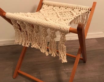 Macrame Seat Camping Stool/Foot Stool