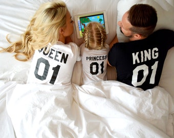 King and Queen 01 Princess 01 Father Mother Daughter T-shirts, King and Queen shirts, UNISEX