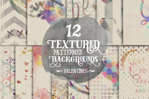 Digital Paper Pack, Layered Valentines Day Hearts, 12 x 12 for Background, Scrapbooking, Instant download