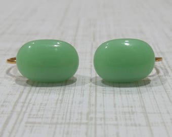 Mint Green Clip on Earrings, Pastel Green Clip Earrings, Non Pierced Earings, Fused Glass Jewelry - Kelsey -7