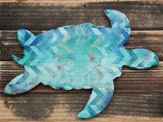 Sea Turtle Wall Art on Rustic Wooden Block Vintage Beach Sea Turtle Wall Art on Rustic Wooden Block Vintage Beach