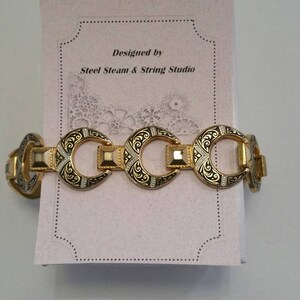 Vintage goldtone silvertone and black bracelet gift for her jewelry