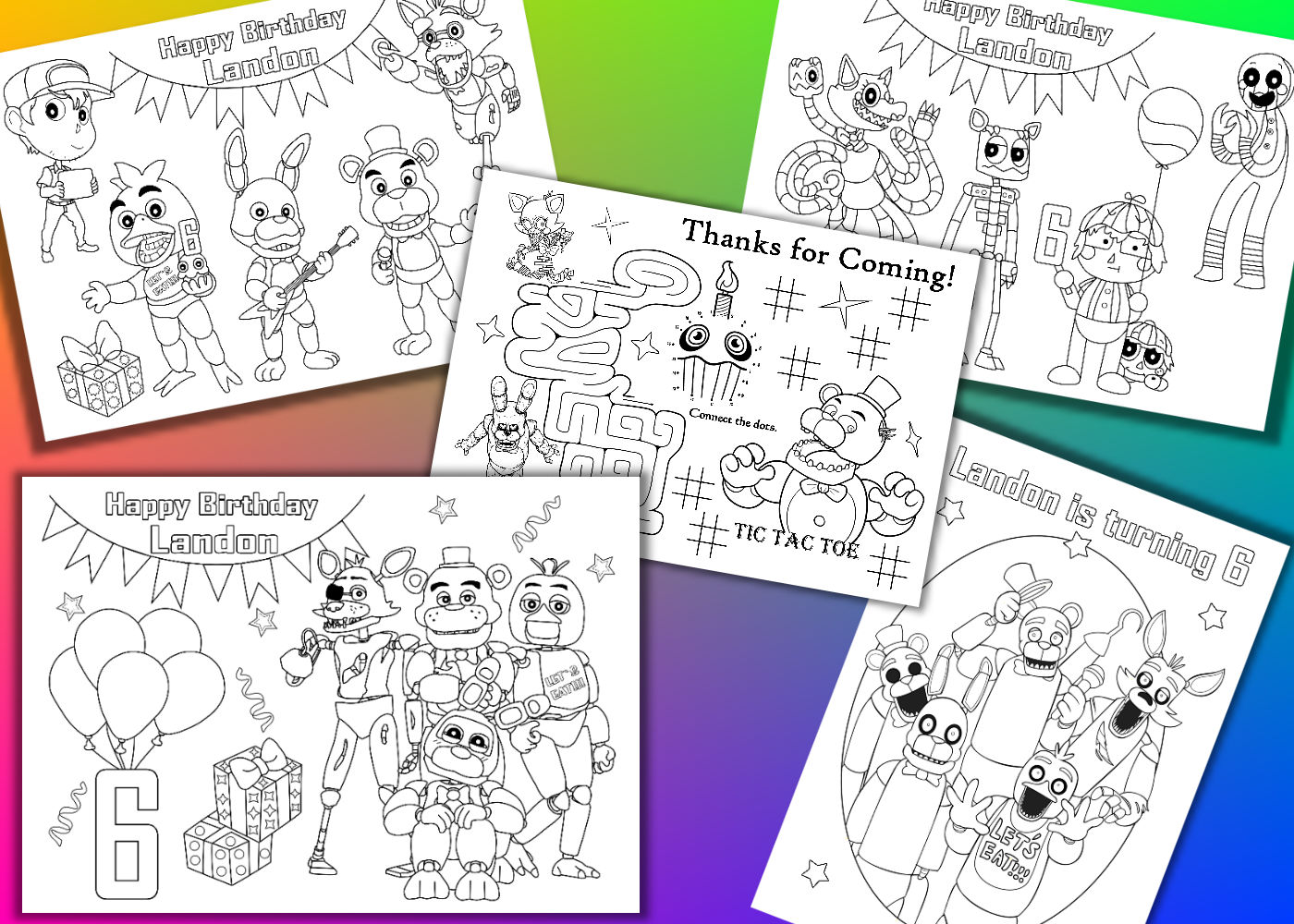 Five Nights at Freddy Birthday Party Favor coloring pages