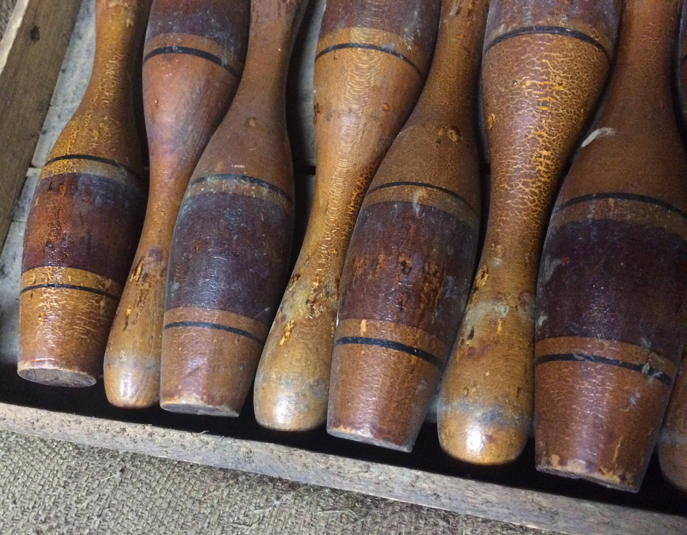 vintage wooden bowling set