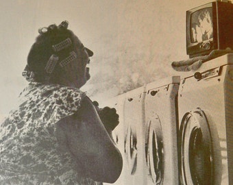 Laundromat - Wash and Watch - 1960s Mad Man era 4 by 6 inch print
