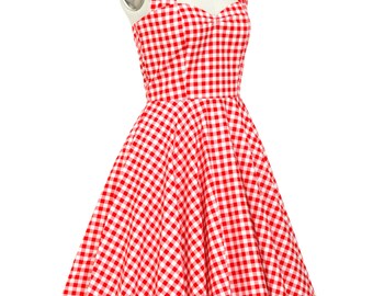 Red Gingham Dress Summer Dress Beach Dress Sun Dress Birthday Dress Rockabilly Dress Pinup Dress Retro Dress Plus Size Dress 50s Party Dress