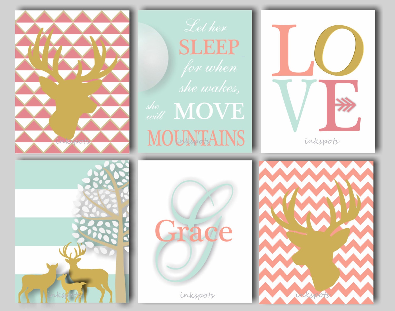 Baby Girl Nursery Art Deer Nursery Bedding Woodland Nursery