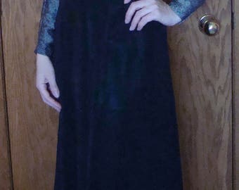 black 1940's gab MID LENGTH SKIRT high waist 40's midi A-line S (A8)