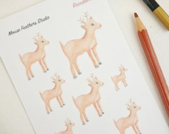 Reindeer Stickers - Planner Stickers 1 Sheet - Holiday Stickers - Christmas Stickers