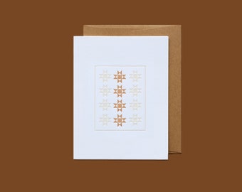 Letterpress American Folk Quilt Geometric Pattern Card No. 1