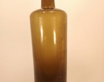 Antique Olive Amber Turn Mold Bottle