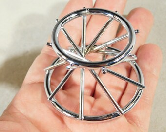 One Sturdy! Chrome or Silver Sphere - Globe or Egg Swirl Display Stand!