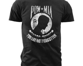 Black Ink Men's POW/MIA You Are Not Forgotten Vintage T-Shirt (MT669)