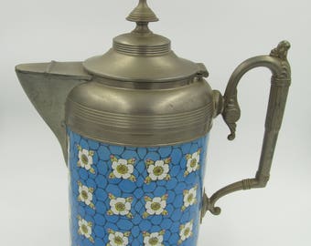 Victorian Enamel and Pewter Coffee Pot
