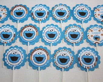 Cookie Monster Cupcake Toppers