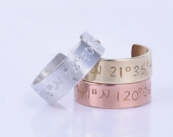 Longitude Latitude Ring,Skinny Coordinates Ring ,Personalized ring ,Customizable gift,Mother's Day Gift - 3005