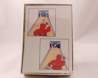 Hallmark Christmas Cards. 25 Cards and 26 Envelopes. Santa Bowling