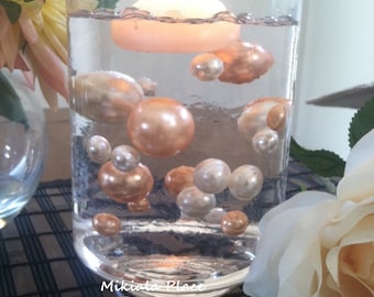 Elegant Floating Jumbo Pearls Ivory/Light Coral Vase Fillers/Wedding Centerpiece, Table Confetti, Scatters