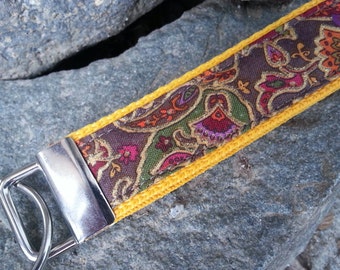 Paisley Quilted Keychain Wristlet