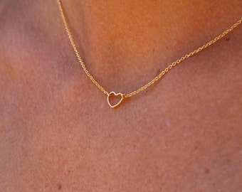 Little Heart necklace. Minimalist necklace. Gold plated heart necklace. Chain Necklace. Layered necklace