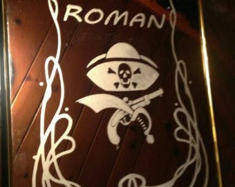 custom etched pirate mirror