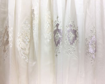 Sheer Fabric - Polyester Patterned Sheer Panel - White/Pink or Champagne/White Sheer - Scalloped Hem - For Singed Flowers - P02 - 1 Panel