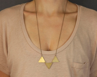 PYRAMIDS Necklace // Simple Pennant Necklace // Geometric Brass Triangle Necklace // Choose your length // Brass Bunting Necklace