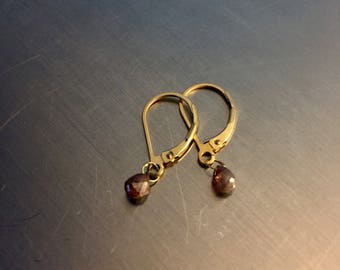 Red Cognac Diamond Briolette Earrings