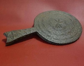 Antique Wooden Hand Mirror,Greek Art,Hand Carved,Skyros Island