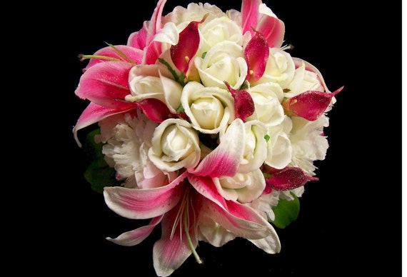 Bridal Hot Pink Stargazer Lilly Big Bouquet