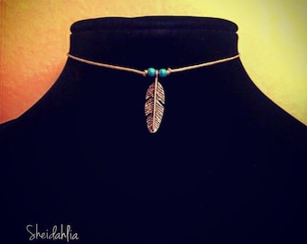 Feather choker- feather necklace, choker, necklace, feather, wild, simple, trendy, fashion, jewelry, feather charm