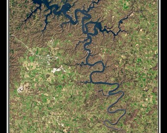 Center Hill Lake Tennessee Satellite Poster Map