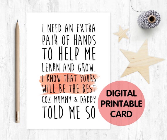 PRINTABLE will you be my godmother card, godmother card, printable godmother card, godmother poem, godparents, i need an extra pair of hands