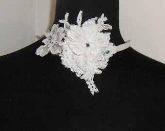 Wedding white lace necklace