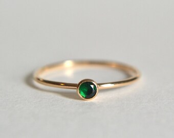 Gold Emerald Ring, Gold Filled Emerald Ring, Emerald Ring Gold, Stacking Ring, Dainty Ring, Stackable Ring, Stacking Ring
